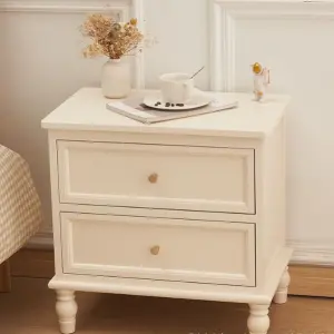 Solid Oak Wood Drawer Nightstand Rustic Bedroom Furniture Bedside Table