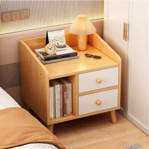 Vintage Brown Wooden Nightstand Luxury Bedside Table for Bedroom or Living Room Home Furniture