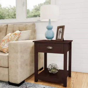 Modern Dark Grey Wooden Bedside Table with Storage Organizer and Cabinet for Bedroom Hallway or Entryway for Hospital Use