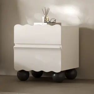 Modern Minimalist Wooden Bedside Cabinet Easy Home Use Panel Design No Assembly Required Bedroom