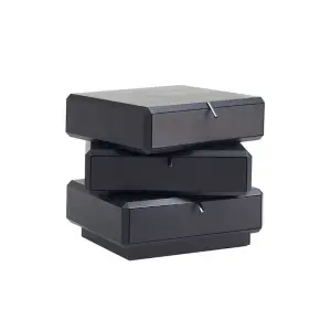 Italian Modern Minimalist Bedside Table with Creative Storage Solid Wood and Smoked Finish Bedroom Furniture
