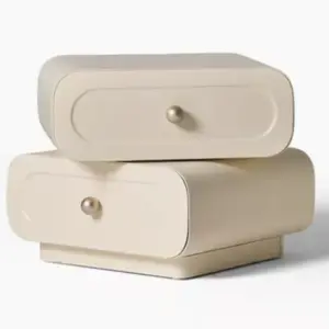 Modern Minimalist Luxury French White Nightstand Rotating Bedside Table for Master Bedroom Furniture