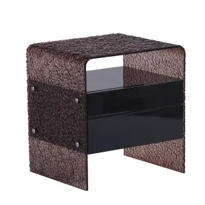 Modern Design Tempered Glass Side Table Drawer Wooden End Table for Living Furniture Nightstands