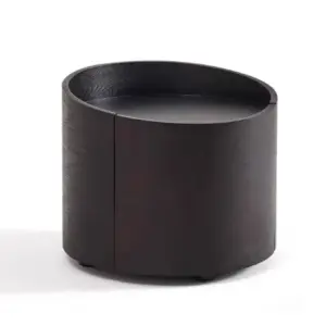 Modern Simple Black Nightstand with Drawer Bedside Table Bedroom Furniture for Apartment Use Wood Panel Style