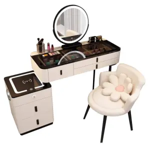 Luxury Nordic Style Modern Simple Storage Cabinet Smart Wireless Charging Dressing Table/Princess Makeup Vanity