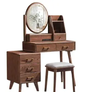 Nordic Style Solid Wood Dressing Table with Lighting New Modern Simple Design for Bedroom or Living Room