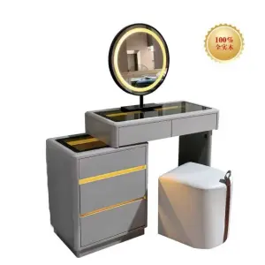 2025 New Style Cream Solid Wood Modern Simple Light Luxury Makeup Table Small Apartment Dressing Table Bucket Cabinet Vanities