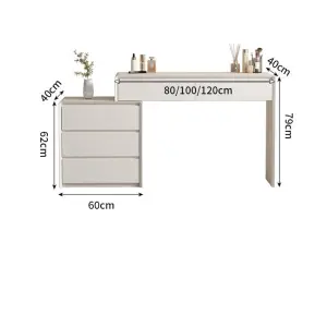 2025 Simple Modern Solid Wood Dressing Table with Cream Style Bucket Cabinet Integrated Design for Hotel Bedroom Baking Paint