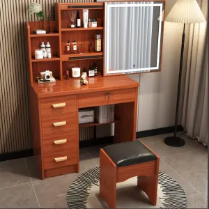 Modern European Professional Makeup Dressing Table Lighted Small Drawers Beauty Store Wholesale 1 Vanity Mirror MDF Wood Panel