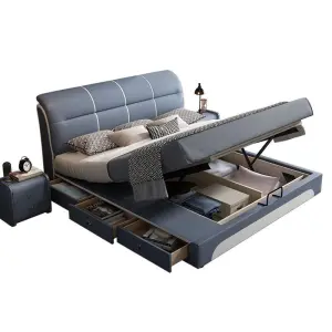Nordic 1.8m Double Bed with Storage Modern Simple Design Soft 1.5m Single Bed for Master Bedroom Wedding Direct Factory Outlet