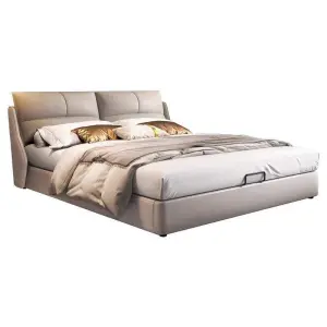 Italian Luxury Leather Bed Simple Modern 1.8m Double Bed Soft Bag Storage for Small Apartment Master Bedroom Wedding Bed Wooden