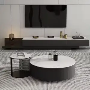 Light Luxury Scandinavian Style Solid Wood TV Stand Coffee Table Set Small Living Room Center Table Low Storage Cabinet
