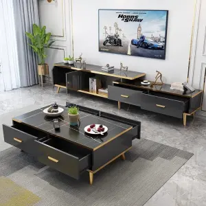 Nordic Simple Modern Light Luxury Retractable Coffee Table TV Cabinet Economical Wooden Furniture for Small Apartment Living