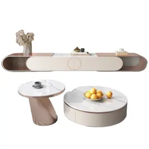 Popular Full-Mounted Rock Board TV Cabinet Coffee Table Combination New Entry Level Light Luxury Home Furniture Home Furniture