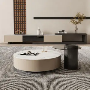 Round Rock Plate Coffee Table TV Cabinet Combination Living Room Household Simple Modern Design Side Table Coffee Table
