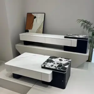 Modern Wooden Coffee Table with Drawers Adjustable & Durable Eco-Friendly Living Room Furniture
