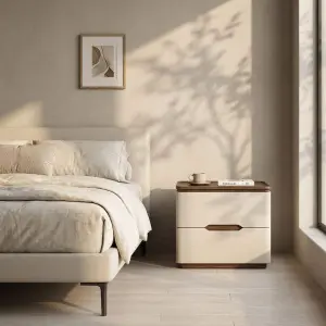 Modern High-end Luxury Apartment Bedroom Wood Minimalist Creative 2-Drawer Eco-Friendly Durable Bedside Table