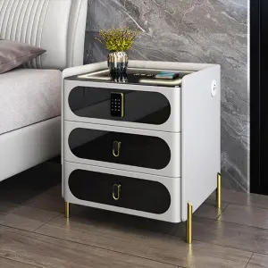 Modern Latest Designer High End Wooden Multifunctional Smart Wireless Charging Villa Bedside Table Nightstand Home Furniture