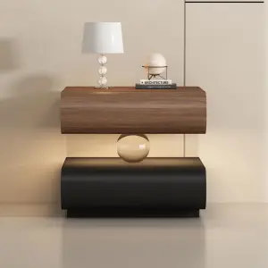 Top Rated Ribbed Front Leather Nightstand Bedside Table Bedside Cabinet for Modern Bedroom