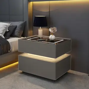 Modern Simple Wooden Foldable Smart Nightstands with Drawer Storage Bedside Table Bedroom Furniture