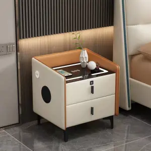 Home Furniture Bedroom Wooden Modern Adjustable Smart Side Table Nightstand with Wireless Charging
