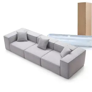 Vacuum Compressed Modern Tofu-shaped Small-sized Apartment Living Room Straight-line Rolled Square Sponge Sectional Fabric Sofa