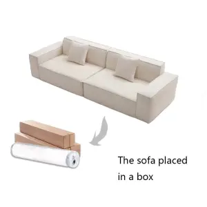 Cream Style Square Sectional Fabric Sofa Set for Living Room Eco-Friendly Durable Sponge Filled
