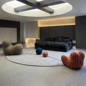 Lazyman Living Room Velvet Square Sectional Set Sofa Cloudy Large Seat Deep-Depth Adjustable Compressed