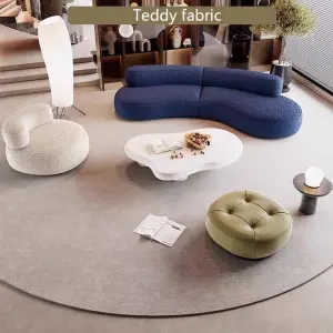 Simple Curved Living Room Multi-person Combination Sheepskin Sectional Sofa with Fabric Cover Eco-friendly Sponge Filling