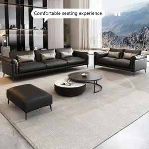 Modern Minimalist Full-size Eco-friendly Durable High-resilience Sponge Square PU Leather Living Room Set Sofas