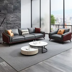 Small-sized Multi-color PU Leather Eco-Friendly Durable Casual U-shaped Modern Sectional Coffee Table Set for Office Sofa