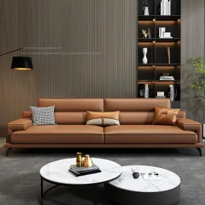 Small-sized Multi-color Square Artificial Leather Sectional Casual Three-person Coffee Table Set for Office Sofa