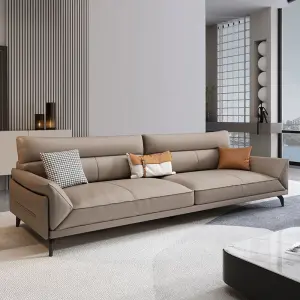 Small-sized PU Leather Modern Sectional Three-person Side-by-side High-Density Sponge Eco-Friendly Durable Sofa Set Living Room