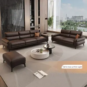 Modern Durable Eco-Friendly Sectional PU Leather Imported Office Sofa Set with High-Density Sponge for Living Room