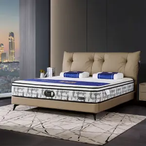 Modern Bedroom Premium Artificial Leather Upholstered Plush Doll Mattress Eco-Friendly Durable Full Size Bed