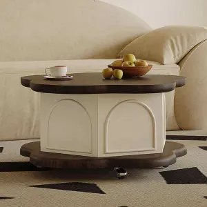 Modern Retro New Small Multifunctional Lift Coffee Table Removable Sideboard for Living Room Household Storage Wood Material