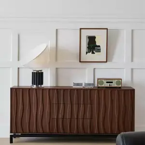 Wabi-sabi Style Solid Wood Sideboard in Black Walnut Luxury Italian Entrance Storage Cabinet for Living Room Home Furniture