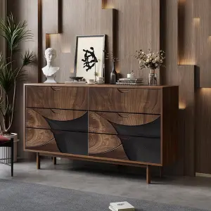 Italian Minimalist Walnut Chest Drawers for Bedroom Living Room Solid Wood Dining Sideboard Modern Design Storage Locker Cabinet
