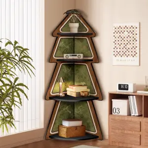 Nanyang Retro Style Wood Panel Corner Storage Cabinet Bedroom Ornaments with Triangle Bookshelf Bedside Table Gap Locker Rack