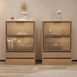 Glass Cabinet Simple Floor Storage Glass Door Locker Living Room Nordic Simple Chest of Drawers Storage Cabinet