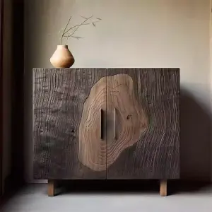 Wabi-sabi Style Solid Wood Dining Sideboard Retro Storage Cabinet Homestay Double Door Tea Living Room Entrance Storage Cabinet