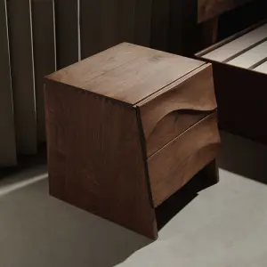 North American Black Walnut Cherry Wood Solid Wood Bedside Table Storage Cabinet Carved Wood Wax Oil Bedside Table