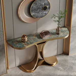 Maxky Italian Light Luxury Rock Slab Designer Creative Simple Modern Entrance Wall Corridor Stainless Steel Porch Console Tables