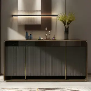 Solid Wood Shoe Cabinet Light Luxury Partition Italian Style Entrance Cabinet Modern Hall Gold Console Table