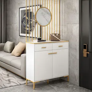 Light Luxury Style Porch Cabinet Shoe Cabinet Golden Console Table Modern Porch Storage Screen Living Room Partition Cabinet