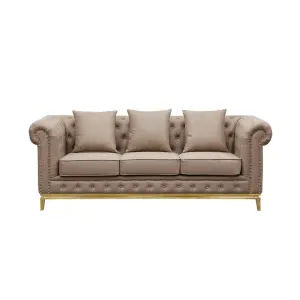 Canape Low Price 3 Seat Sectional Leather Tufted Grey Sofas