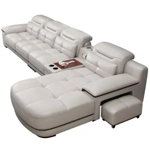 Canape Modern Luxury Leather Tufted Sectional Beige Couch Living Room Sofa