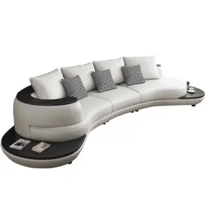 Canape Luxury Living Room Furniture Curved Leather Sectional Couches