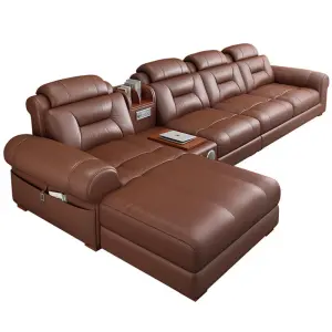 Modern Functional L Shape Leather Couches for Living Room Furniture Sofa Set