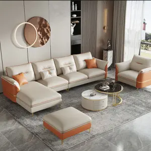 Nordic Modular Leather Living Room Furniture U Shape Chesterfield Leather Sofa Sets L Couches